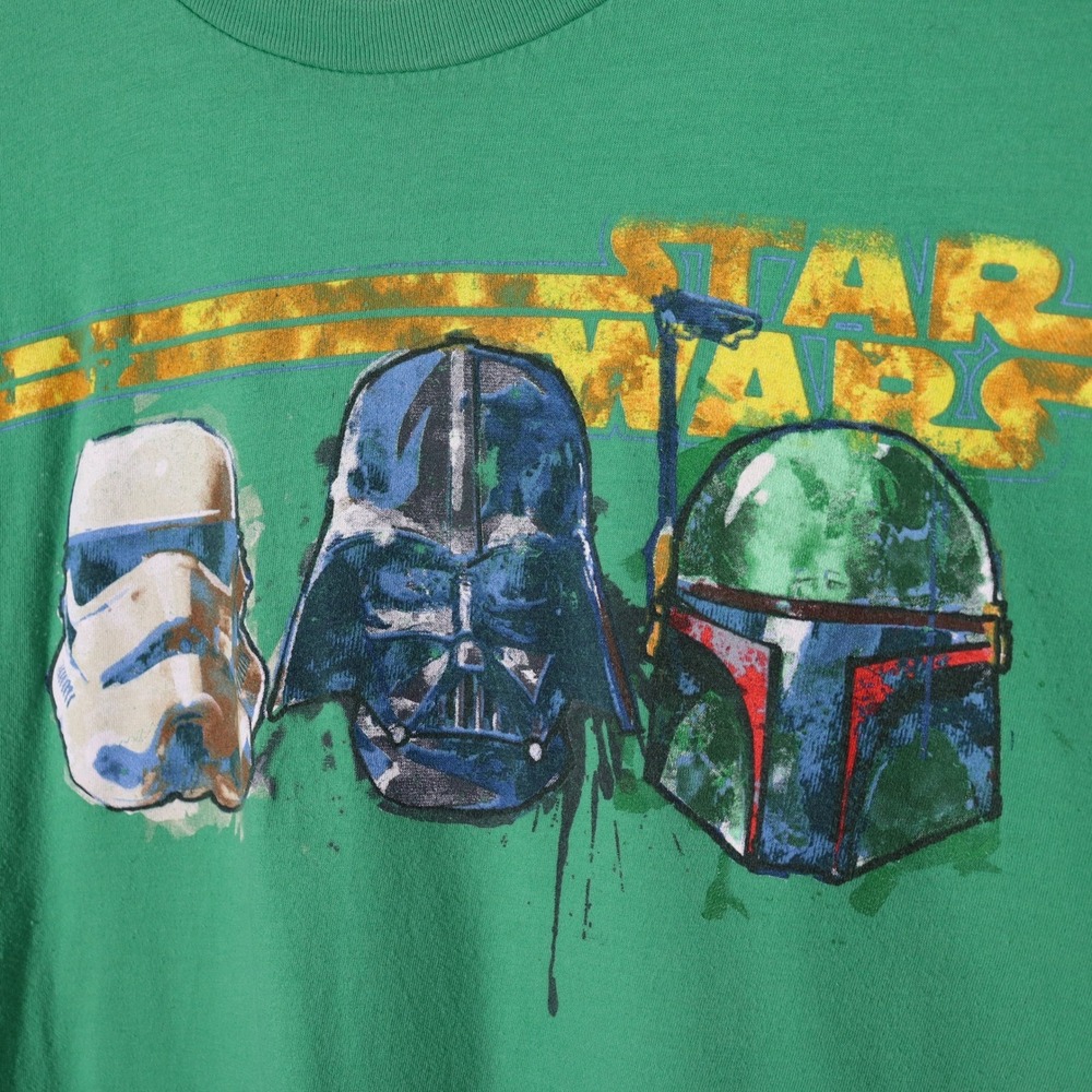 Star Wars Darth Vader Boba Fett Stormtrooper Green Graphic T-Shirt Large - Picture 2 of 6